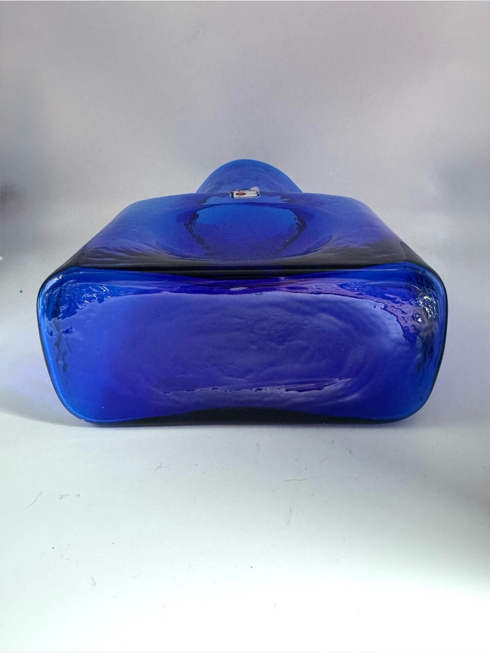 Blenko Hand Blown Cobalt Blue Water Bottle/Vase w/sticker - Picture 4 of 6